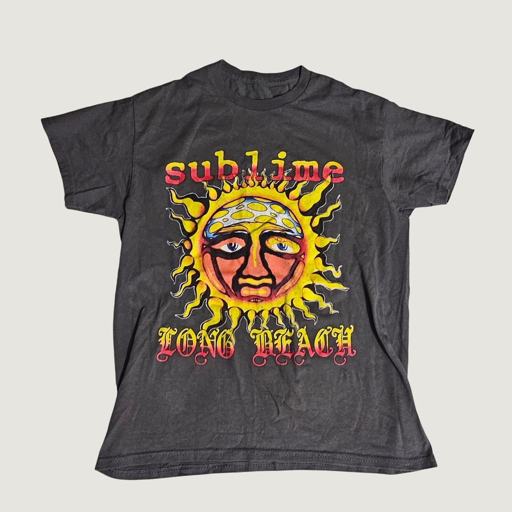 Sublime Long Beach Sun Graphic Band Tee Charcoal Gray Mens Medium Short Sleeve